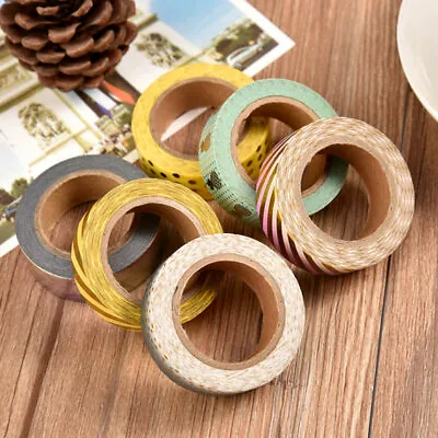 2X Metallic Gold Washi Stripe Tape Scrapbook Craft DIY Paper Adhesive Sticker • £3.99