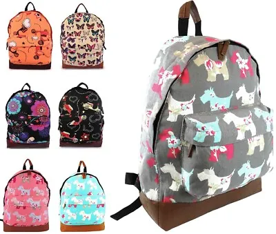 £6.95 • Buy Ladies Canvas Backpack Medium School Travel Bag Everyday Novelty Fun Retro Print
