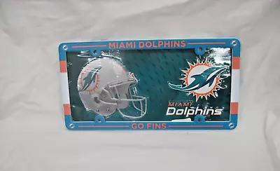 Miami Dolphins Teal Two Logo Metal License Plate/plastic Frame  6  X 12  New Nfl • $29.95