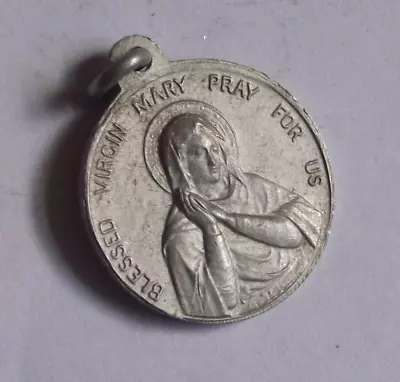 Vtg Medal Blessed Virgin Mary Pray For Us Sweet Heart Of Jesus Have Mercy • $10