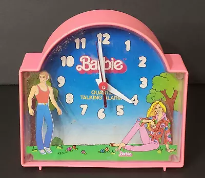 VTG 1983 Barbie & Ken Quartz Talking Alarm Clock Pink RARE Hong Kong Mattel READ • $124.99