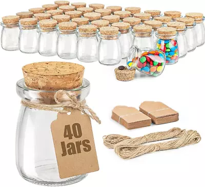 40 Pack Glass Favor Jars With Cork Lid 3.4 Oz Small Glass Bottles For Wedding F • $37.89