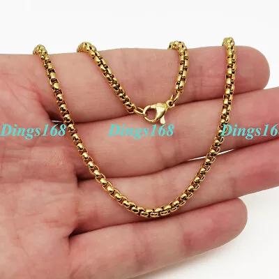 Solid 18K Yellow Gold Filled Tarnish-Resist 3mm 28inch Round Box Chain Necklace • $24.99