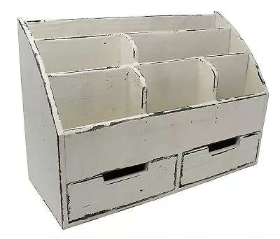 Vintage Rustic Wooden Office Desk Organizer & Mail Rack For Desktop Tabletop... • $74.08