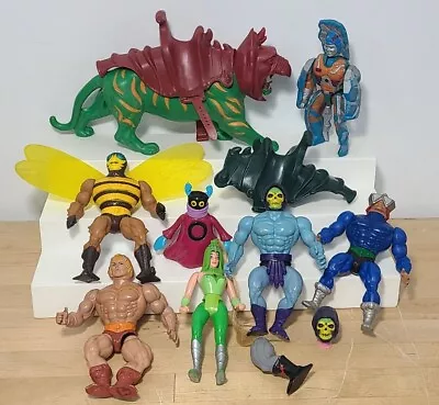 Vtg 80s LOT MOTU He-Man BATTLE CAT & Other Masters Of The Universe Figures (B11) • $31.49