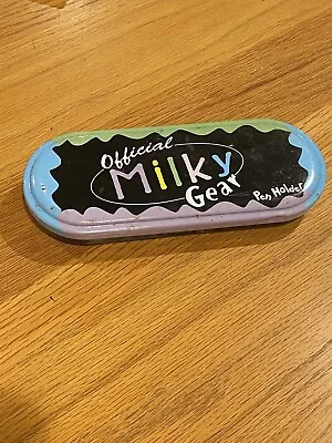 Official Milky Gear Gel Pen Holder Pencil Box Vintage Flip Top Tin 1999 • $13