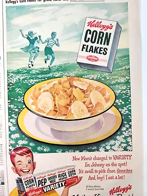 Kelloggs Corn Flakes Variety Pack Cereal Vintage Ad Magazine Print • $12.59