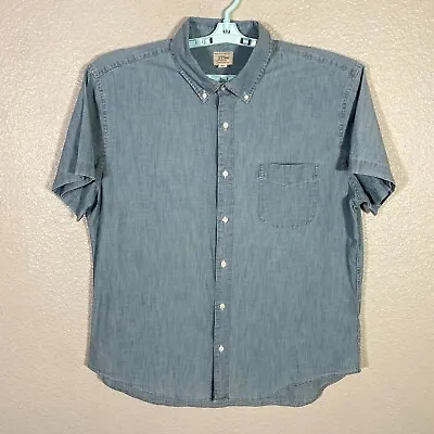 J Crew Shirt Mens XL Blue Slim Chambray Short Sleeve Button Down Casual Cotton • $23.74