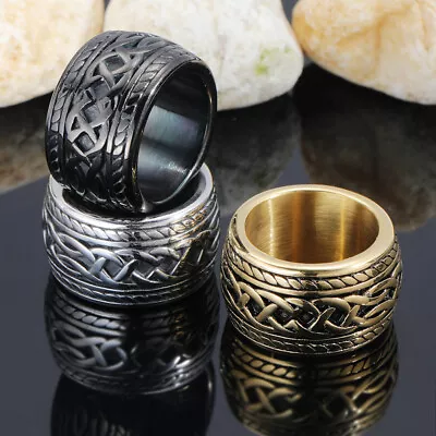 Men's Celtic Twist Ring Men's Stainless Steel  7-13 Size • $9.89