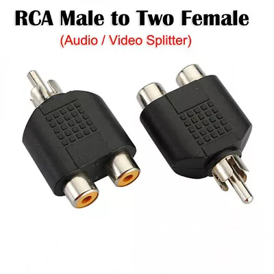 RCA 1 Male To 2 Female Adapter (M05) AV Audio Y Splitter 2 RCA Socket Connector • $3.99