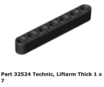 Lego 2x 32524 Black Technic Liftarm Thick 1 X 7 8039 • $6.46