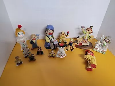 LARGE Vintage 14 PIECE Clown Figurine Lot Jasco Enesco Li'l Vagabond & Others  • $12