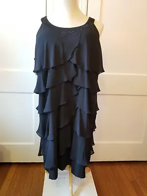 Stunning Black Charleston Cocktail Wedding Dress Fully Lined Size 24W  $108 • £47.50