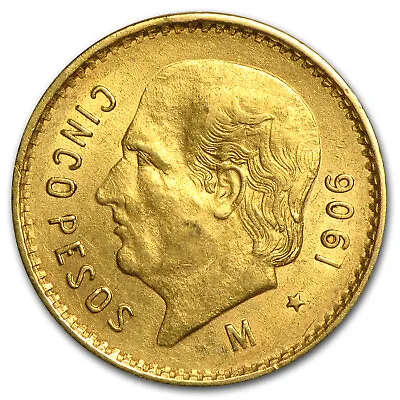 1906 Mexico Gold 5 Pesos AU • $395.52