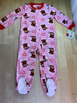 New Girl’s Sesame Street Holiday Footed Sleeper Sz 4T With Elmo In Santa Hat* • $22.99