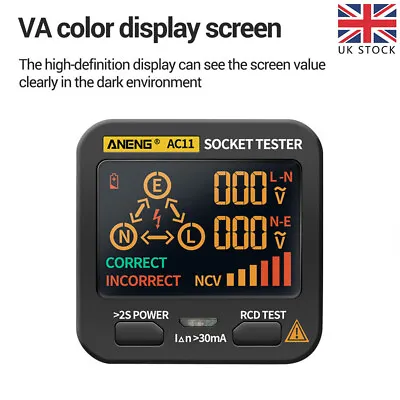 Socket Tester Digital Display Plug In UK Plug Electric Mains Fault Checker • £13.59