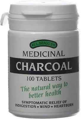 Bragg's Medicinal Activated Charcoal - 100 Tablets - Indigestion & Heartburn • £8.60