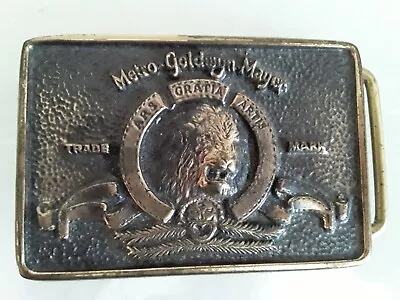 MGM Belt Buckle Vtg 1970s Metro Goldwyn Mayer Lion Logo Brass USA Employees • $42