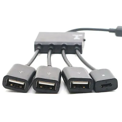 4 In 1 Micro USB Splitter HUB Multi-Port USB 2.0 OTG Host Adapter Charging Cable • $3.76
