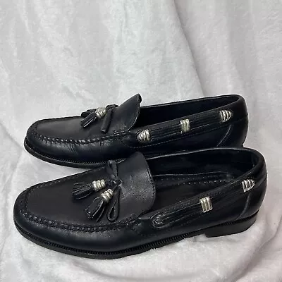 Cole Haan Country Vtg Womens Sz 7.5 M Tassel Loafers  Black Leather Flats • $15.99