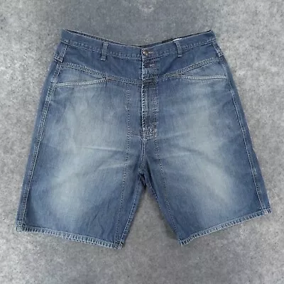 Marithe Francois Girbaud Shorts Men 38 Denim Blue Med Wash Fade 90s Baggy • $36.89