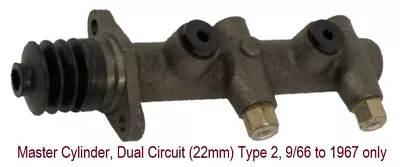 211 611 011Q Master Cylinder Dual Circuit (22mm) VW Bus BUS 9/66 To 1967 ONLY • $61.95