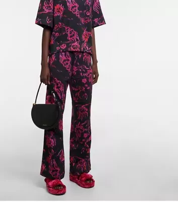 Dries Van Noten Printed Cotton Sweatpants In Fuchsia Floral Pattern • $111.50