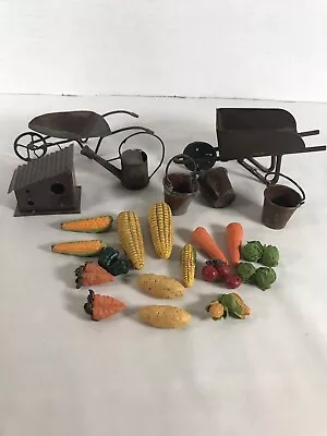 Metal Miniature Wheelbarrows Buckets Watering Can Birdhouse And Vegetable • $20