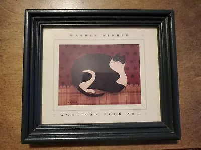 Warren Kimble Framed American Folk Art Prints Fat Cat Black Tuxedo Cat • $29.95