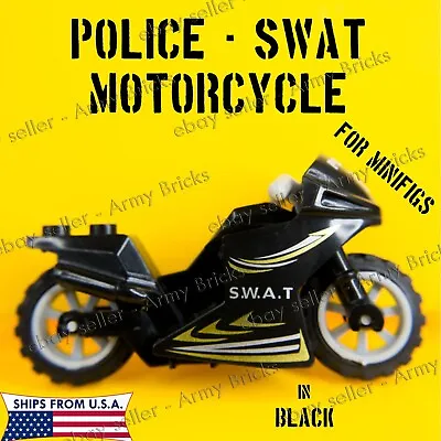 Police SWAT Motorcycle •CUSTOM Brick Weapons For Brick Minifig • Black • $15.17