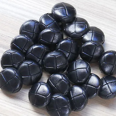 BUTTONS BLACK FOOTBALL LEATHER LOOK  X 5    15mm To 25mm... • £2.15