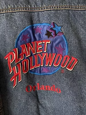 Planet Hollywood Orlando Denim Trucker Jacket Youth XL Vintage 1991 Embroidered • $24.99