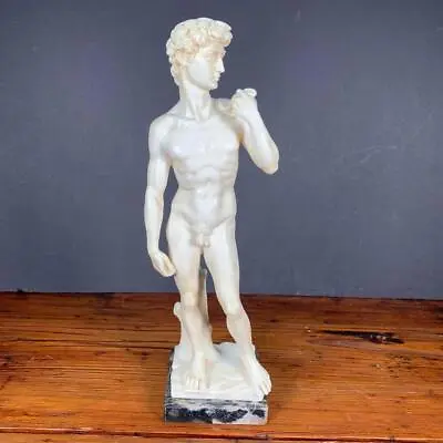 Vintage DAVID White Sculpture Marble Base 11 1/2  Tall G. RUGGERI Italy • $35