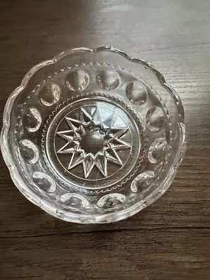 VTG Pressed Glass Moon And Star Patterned Clear 4  Candy Dish/Bowl/Ashtray • $3