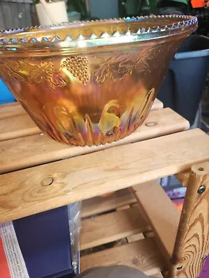 Vintage Indiana Glass “ Harvest Grape” Bowl Marigold Punch Bowl • $16.83