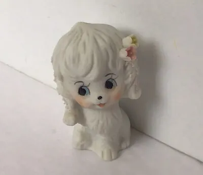 Vintage Figurine Miniature Dog Porcelain With Flowers 2  • $13.97