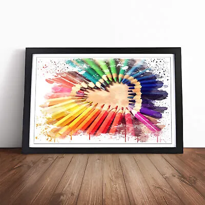 Rainbow Coloured Crayon Pencils (1) V3 Wall Art Print Framed Canvas Picture • £24.95
