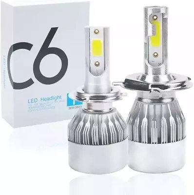 Pair 9007 C6 LED Headlight Lights Kit 6500K White High Low Beam Bulbs • $9.99