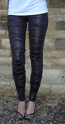 Ankle Length Leggings RATS Chocolate Ruched Wet Look Size Uk 8 10 12 14 16 18 20 • £13.33