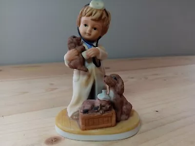 Vintage Napco Ware Figurine Young Boy Doctor Vet Dog With Puppies • $16