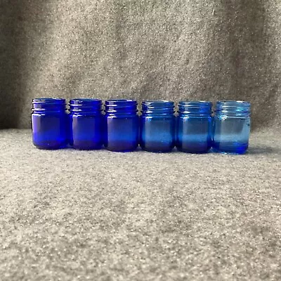 Vintage Vicks Cobalt Blue Glass Bottle Collection Set Of 6 • $10