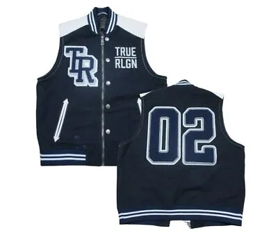 True Religion Moleskin Collegiate Varsity Men's Jacket Vest (XL) 2002 Zip Up  • $140