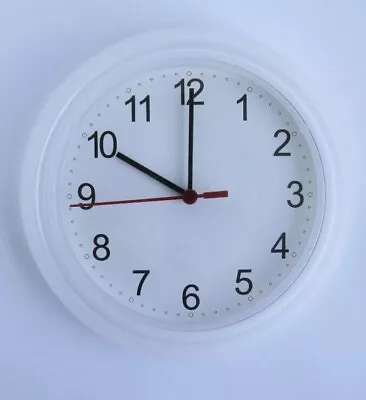 IKEA Retro Vintage Style Rusch Wall Clock Opaque White Minimalist Kitchen BNIP • £8.95