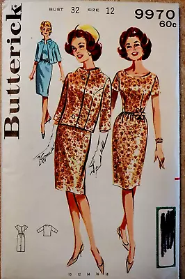 Vintage Butterick 9970 Size 12 Bust 32 Dress And Jacket Pattern NEW Partial Cut • $4.95