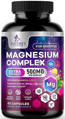 Magnesium Complex Supplement Magnesium Glycinate Citrate Malate Oxide Aquamin • $13.82