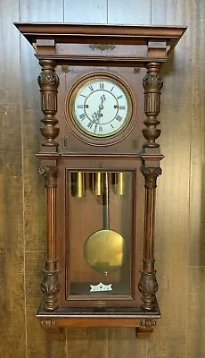 3 Weight Gustav Becker Grand Sonniere Antique Vienna Regulator Wall Clock Runs • $750