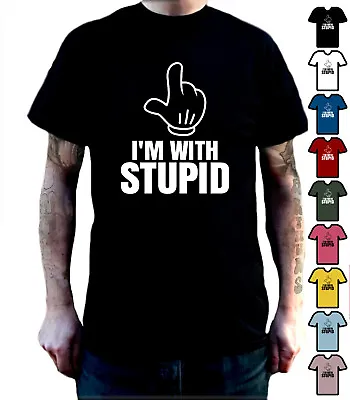 I'M WITH STUPID T-Shirt S-3XL. Funny Joke Slogan Rude Gift Classic Retro Tshirt. • £12.99