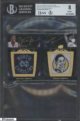 2011-12 UD Black Michael Jordan Dennis Rodman Dual Logo Patch AUTO /50 BGS 8 • $122.50