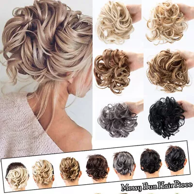 Large Thick Messy Bun Scrunchie Hair Piece Updo False Cover Curly Hair Extension • £5.99