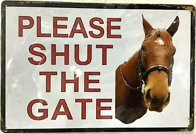 TIN SIGN New 8x12 Horse Stable Gate Fence Horses Funny Farm Ranch Racetrack B52 • $12.99